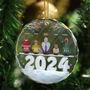 Christmas 2024 Back View Family - Personalized Circle Glass Ornament