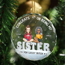 Christmas Congrats On Being My Bestie You Lucky - Personalized Circle Glass Ornament