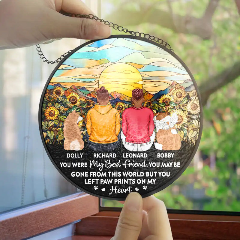 You Were My Favorite Hello Memorial Dog Cat - Personalized Stained Glass Window Hanging Suncatcher