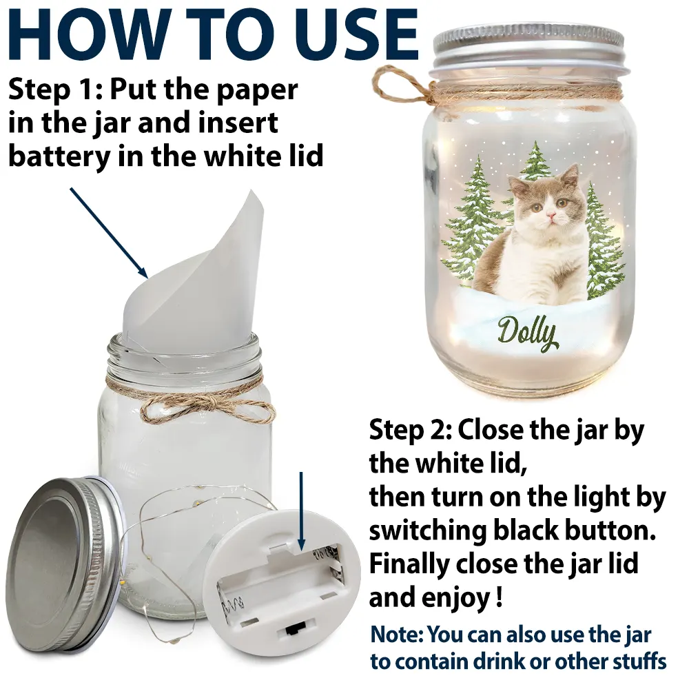 Memorial,Sad,Pet Lovers,Cat Lovers,Dog Lovers - Custom Photo Pet Memorial When Tomorrow Starts Without Me - Personalized Mason Jar Light