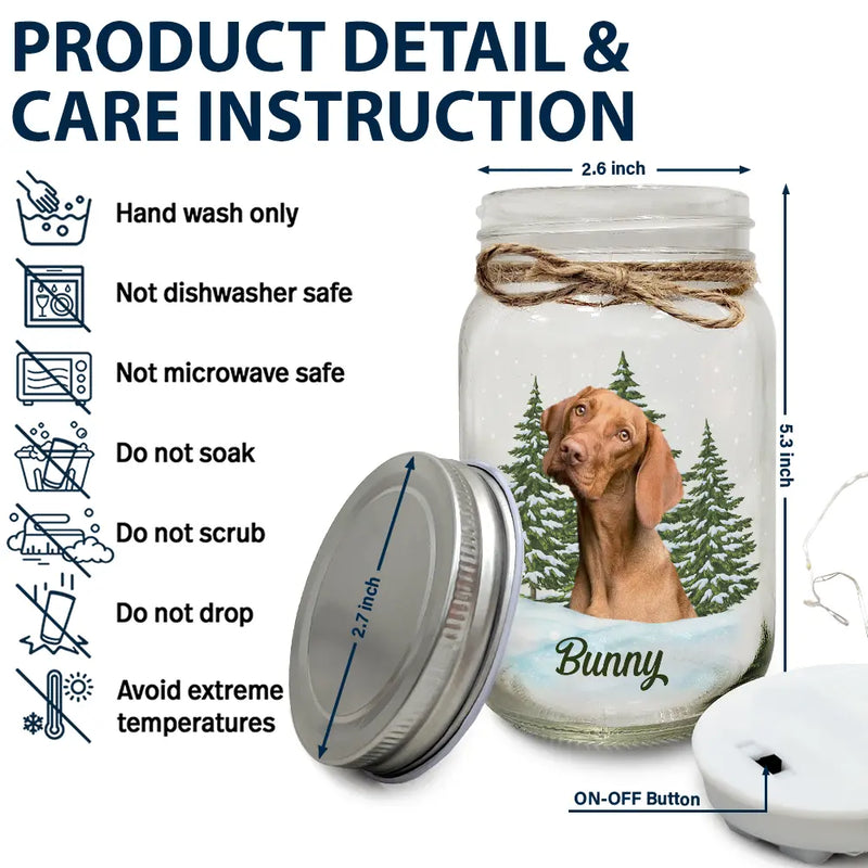 Memorial,Sad,Pet Lovers,Cat Lovers,Dog Lovers - Custom Photo Pet Memorial When Tomorrow Starts Without Me - Personalized Mason Jar Light