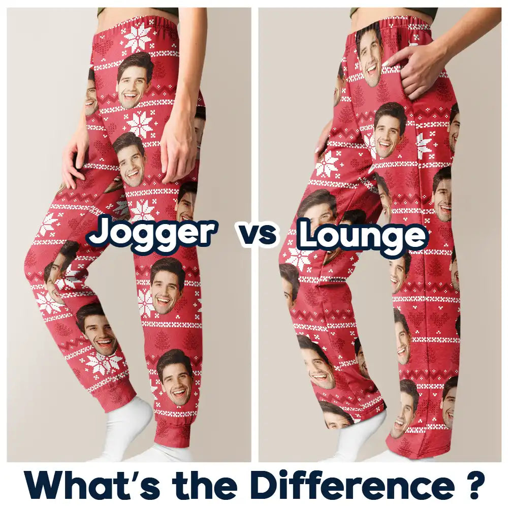 Family, Pet, Gift For Couples - Custom Photo Christmas Couples Family Pets Face - Personalized Pajama Pants