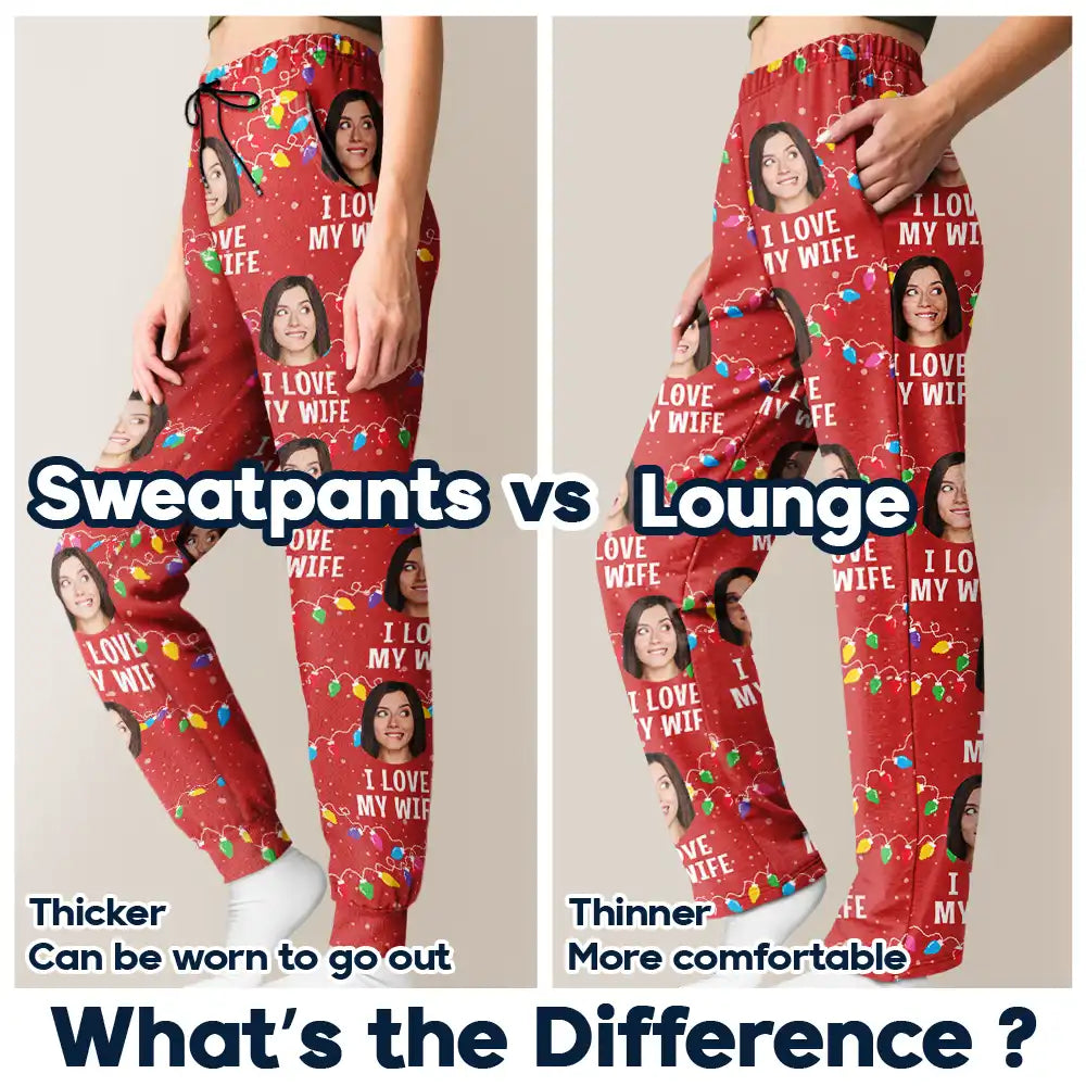 Gift For Couples - Custom Photo I Love My Wife - Personalized Pajama Pants