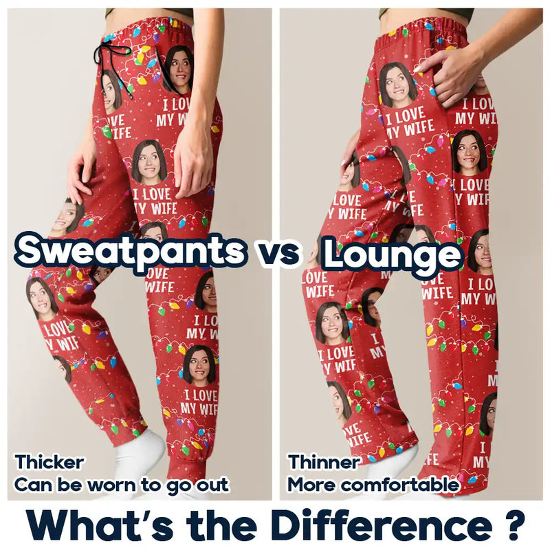 Gift For Couples - Custom Photo I Love My Wife - Personalized Pajama Pants