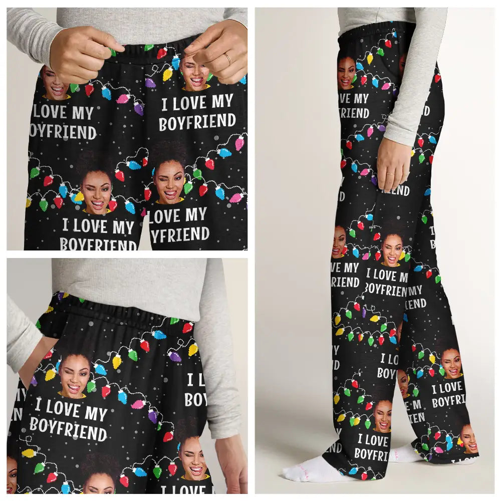 Gift For Couples - Custom Photo I Love My Wife - Personalized Pajama Pants