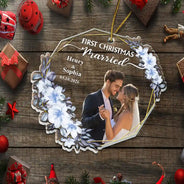 Photo personnalisée Premier Noël marié - Ornement acrylique personnalisé en forme personnalisée 