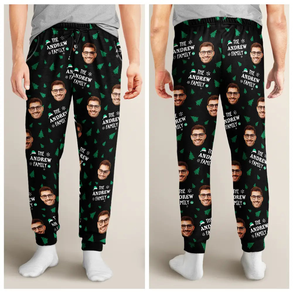 Family, Parents - Custom Photo Christmas Family Faces - Personalized Pajama Pants