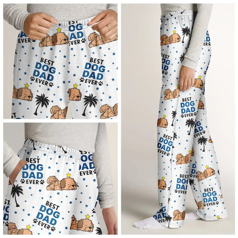 Pet Lovers ,Dog Lovers - Best Dog Mom Dad Ever Lying Dog - Personalized Pajama Pants