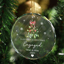 Mistletoe Our First Christmas Engaged - Personalized Circle Glass Ornament
