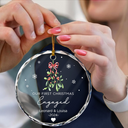 Mistletoe Our First Christmas Engaged - Personalized Circle Glass Ornament