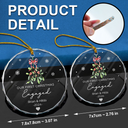 Mistletoe Our First Christmas Engaged - Personalized Circle Glass Ornament