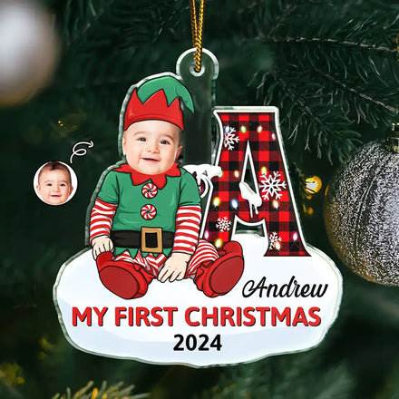 Custom Photo Baby's First Christmas Costumes - Personalized Cutout Acrylic Ornament