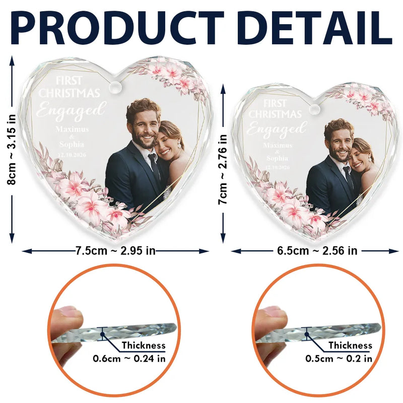 Custom Photo First Christmas Married - Personalized Glass Ornament