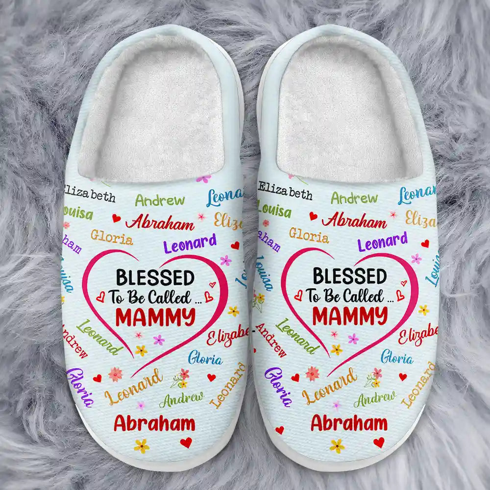 Blessed to Be Called Grandma Nana Personalized Fluffy Slippers for Kids US9 EUR26