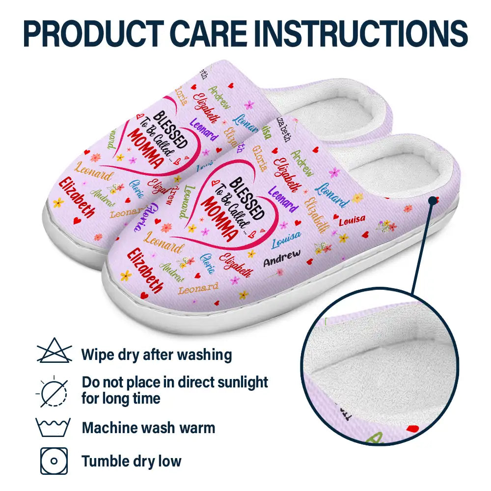 Gift For Grandma, Gift For Mother, Gift For Kids - Blessed To Be Called Grandma Nana - Personalized Fluffy Slipper