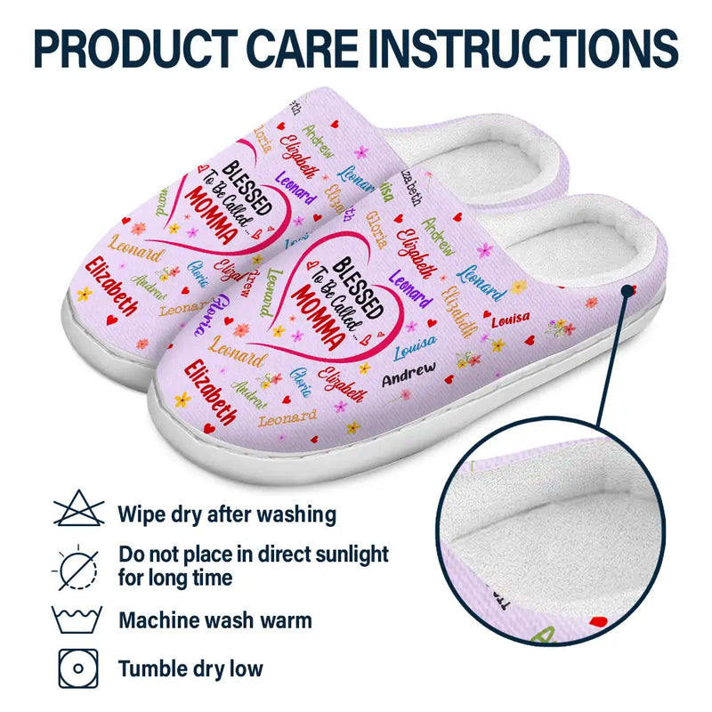 Gift For Grandma, Gift For Mother, Gift For Kids - Blessed To Be Called Grandma Nana - Personalized Fluffy Slipper