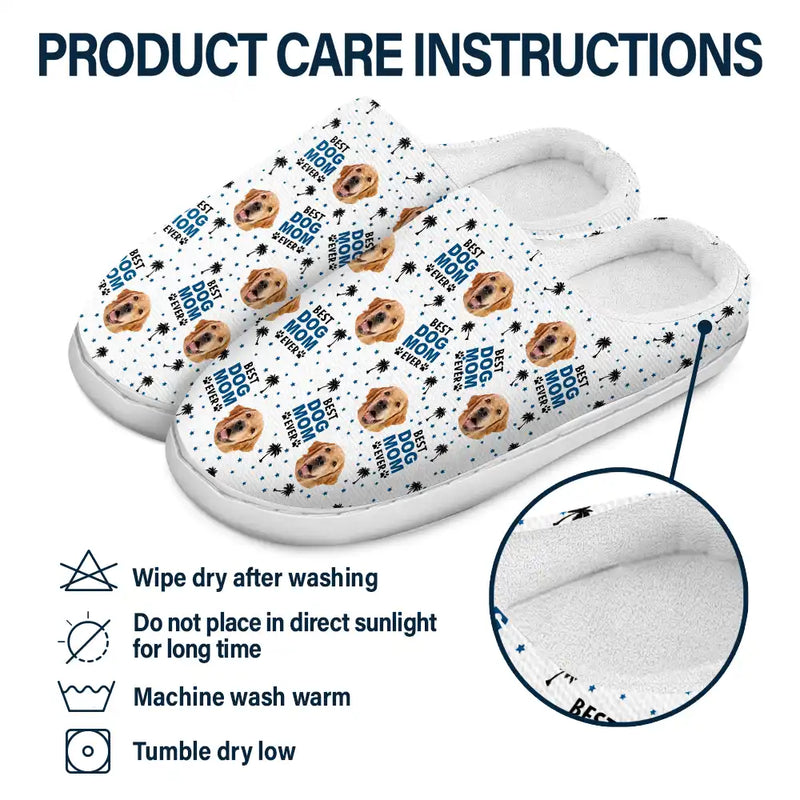 Pet Lovers, Pet Mom, Pet Dad, Dog Lovers, Cat Lovers - Custom Photo Best Dog Cat Dad Mom Ever - Personalized Fluffy Slippers