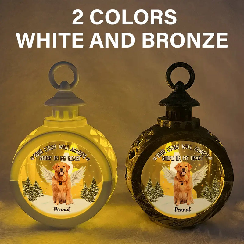 Christmas,Pet Lovers,Dog Lovers,Memorial,Custom Photo,Sad - Custom Photo Your Light Will Always Shine In My Heart Memorial - Personalized Candlelight Lantern Ornament
