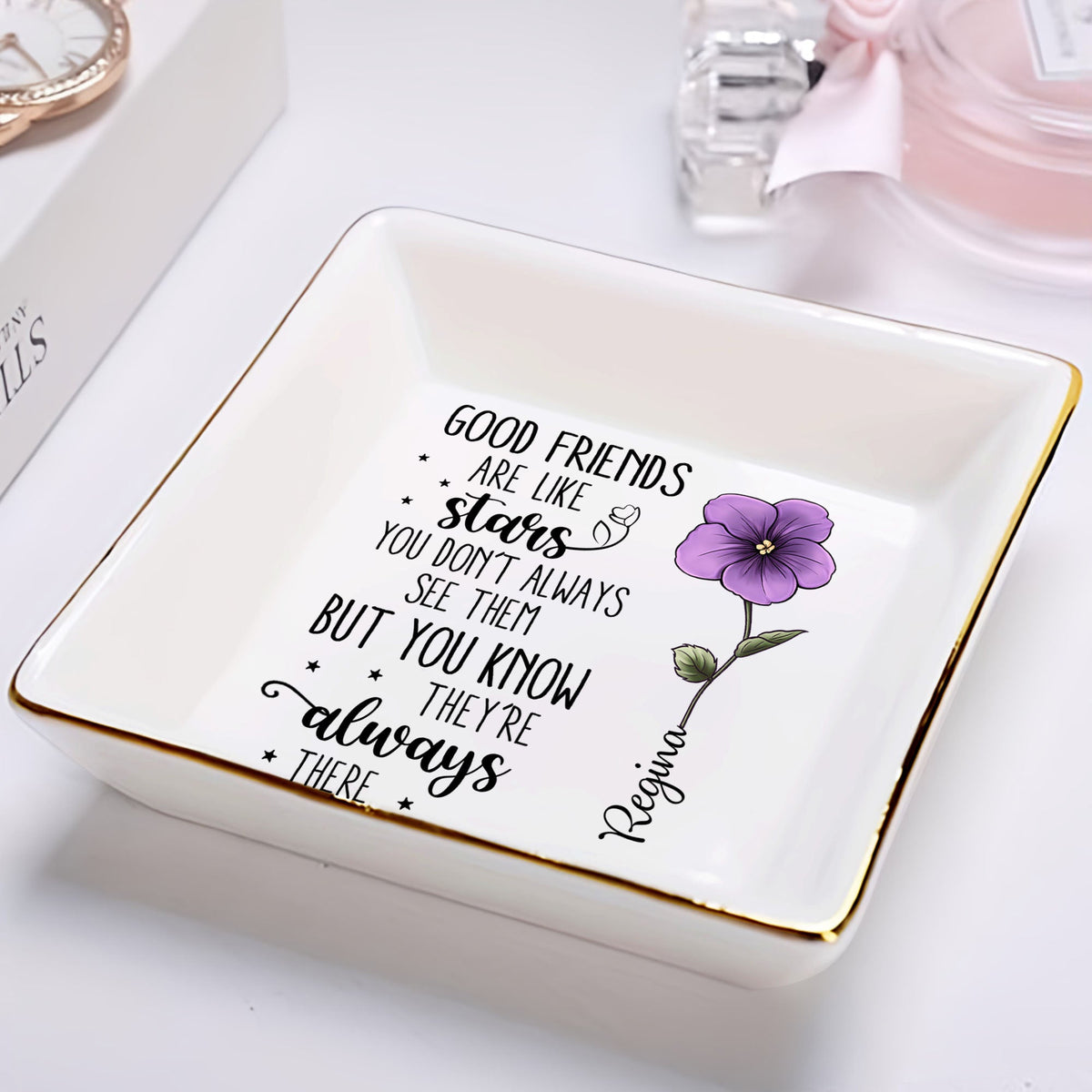 Good Friends Are Like Star - Personalized Ring Dish