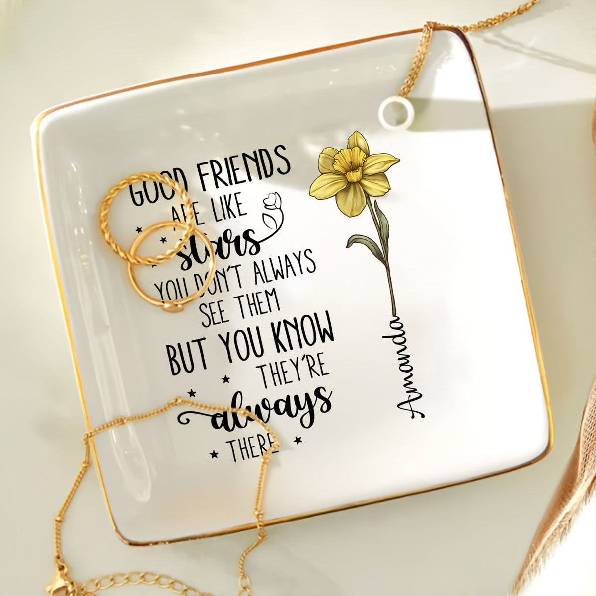Good Friends Are Like Star - Personalized Ring Dish