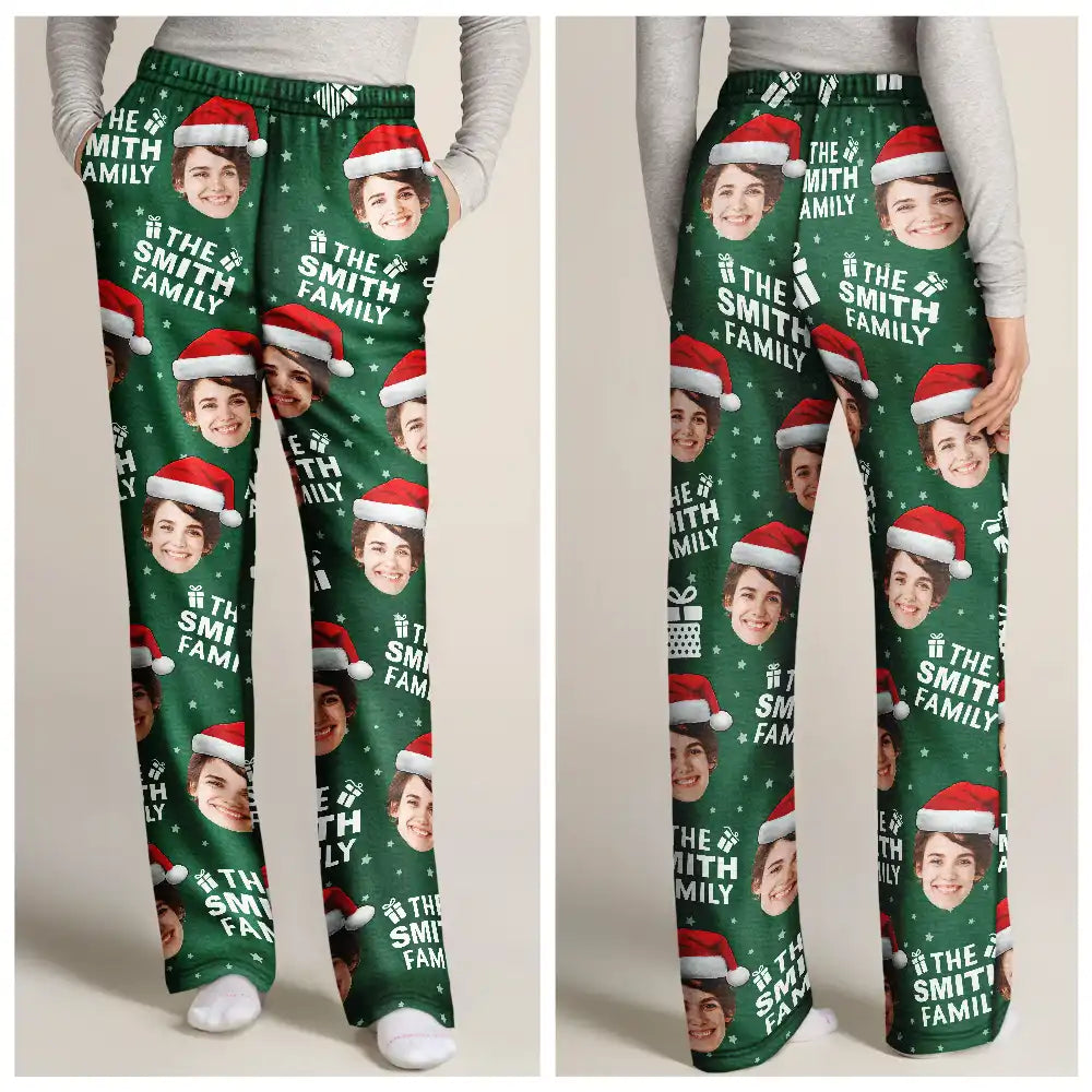 Family - Custom Photo Christmas Gift Family Name - Personalized Pajama Pants