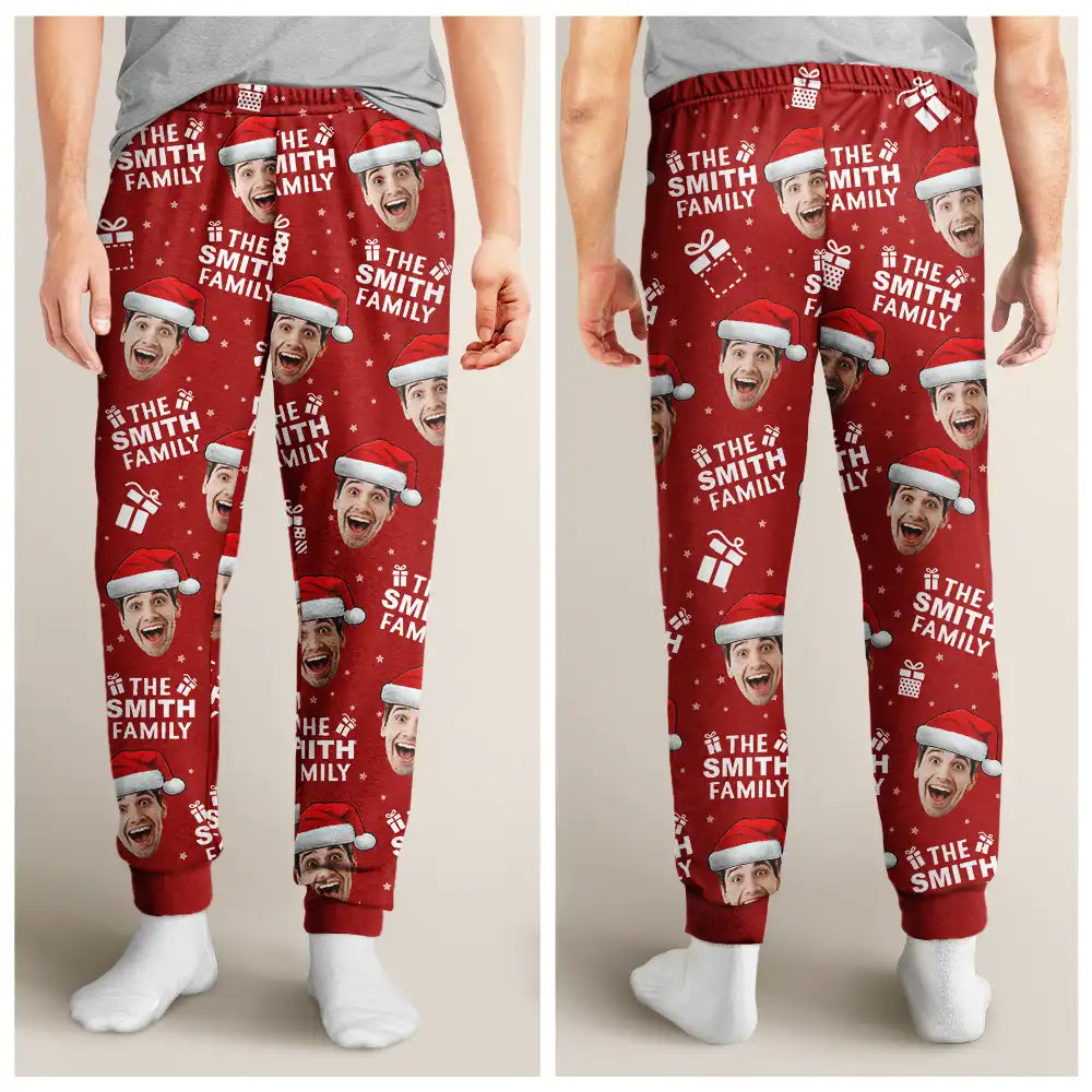 Family - Custom Photo Christmas Gift Family Name - Personalized Pajama Pants