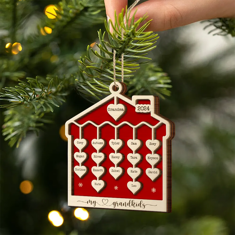 Gift For Grandma, Gift For Grandpa, Gift For Grandparents - Our Grandkids Sweet Hearts - Personalized 2-Layered Wooden Ornament