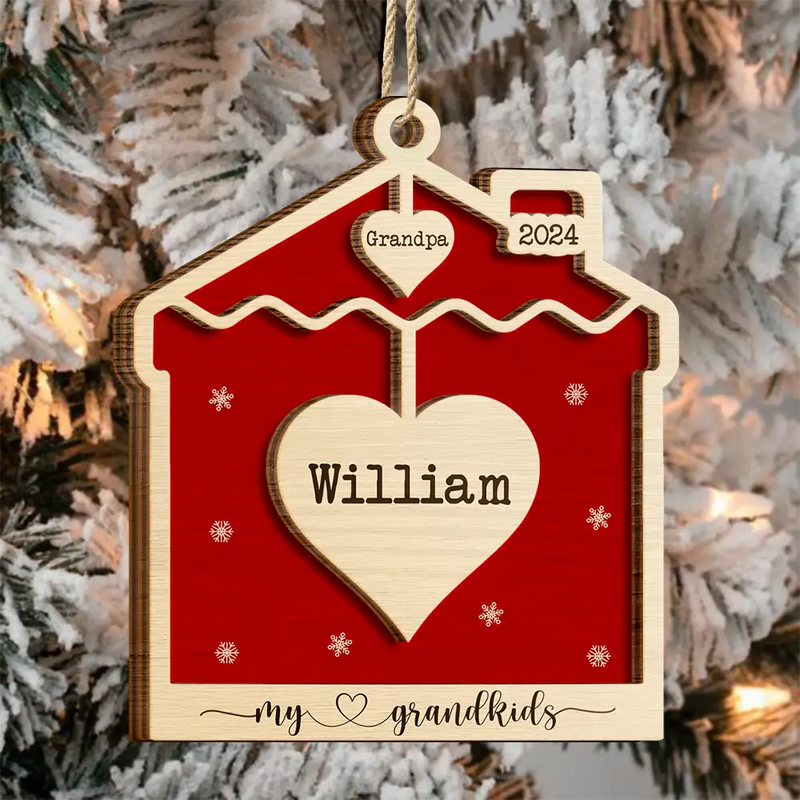 Gift For Grandma, Gift For Grandpa, Gift For Grandparents - Our Grandkids Sweet Hearts - Personalized 2-Layered Wooden Ornament