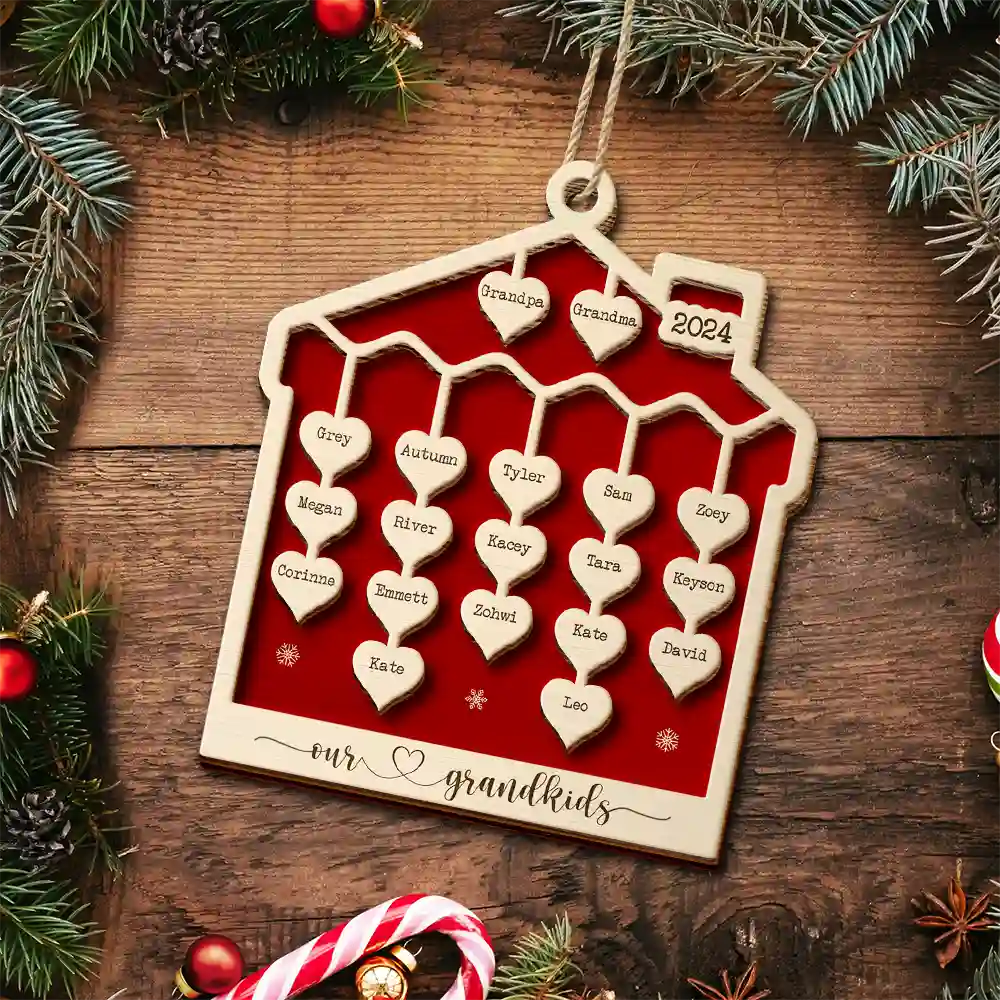 Gift For Grandma, Gift For Grandpa, Gift For Grandparents - Our Grandkids Sweet Hearts - Personalized 2-Layered Wooden Ornament