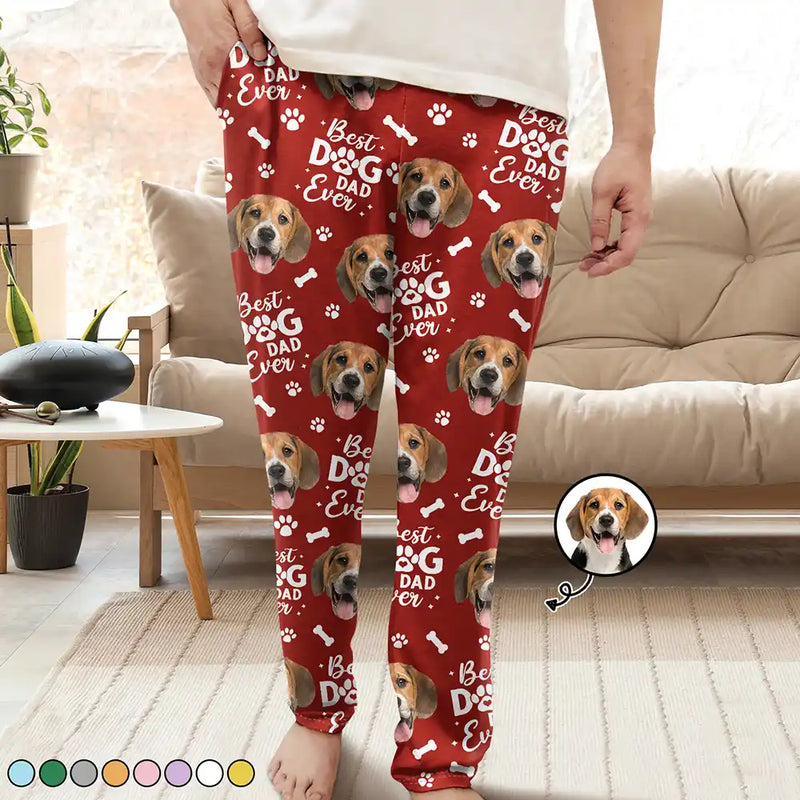 Pet Lovers, Dog Lovers, Cat Lovers, Dog Mom, Dog Dad, Cat Mom, Cat Dad - Custom Photo Best Pet Dad Pet Mom Ever Pawprints Pattern - Personalized Pajama Pants