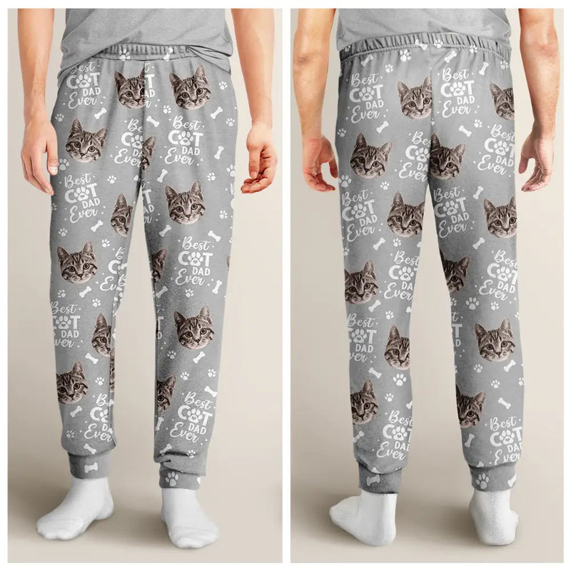 Pet Lovers, Dog Lovers, Cat Lovers, Dog Mom, Dog Dad, Cat Mom, Cat Dad - Custom Photo Best Pet Dad Pet Mom Ever Pawprints Pattern - Personalized Pajama Pants