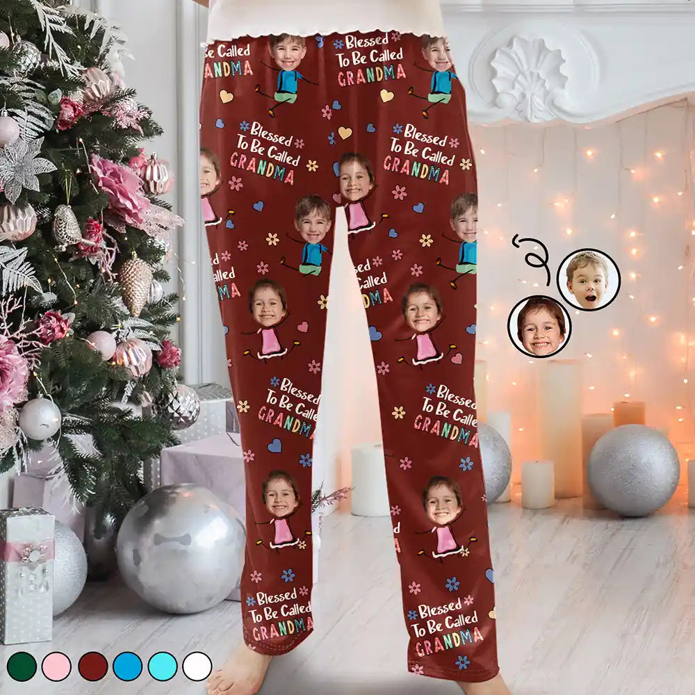 Gift For Grandma, Gift For Mother - Custom Photo Bless To Be Called Grandma Nana - Personalized Pajama Pants