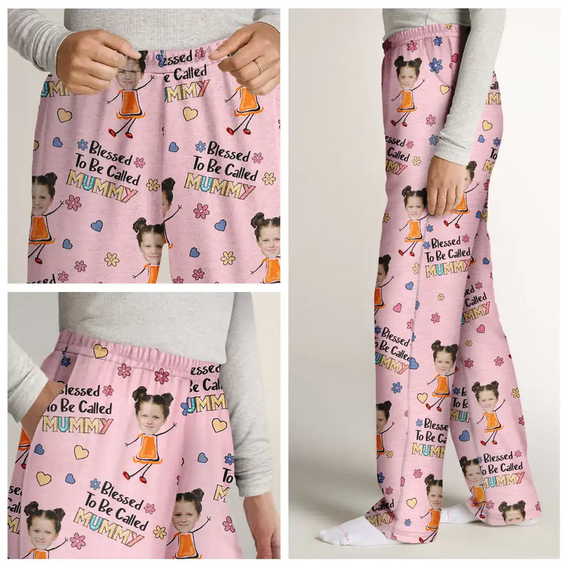 Gift For Grandma, Gift For Mother - Custom Photo Bless To Be Called Grandma Nana - Personalized Pajama Pants