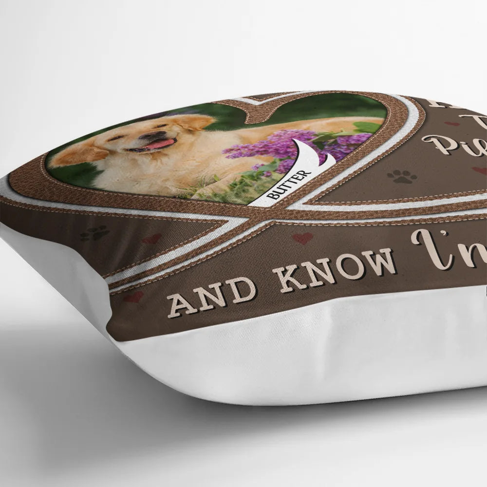 Christmas,Memorial,Sad,Custom Photo,Pet Lovers,Dog Lovers,Cat Lovers - Custom Photo Hug This Pillow And Know I'm Here Memorial - Personalized Pillow