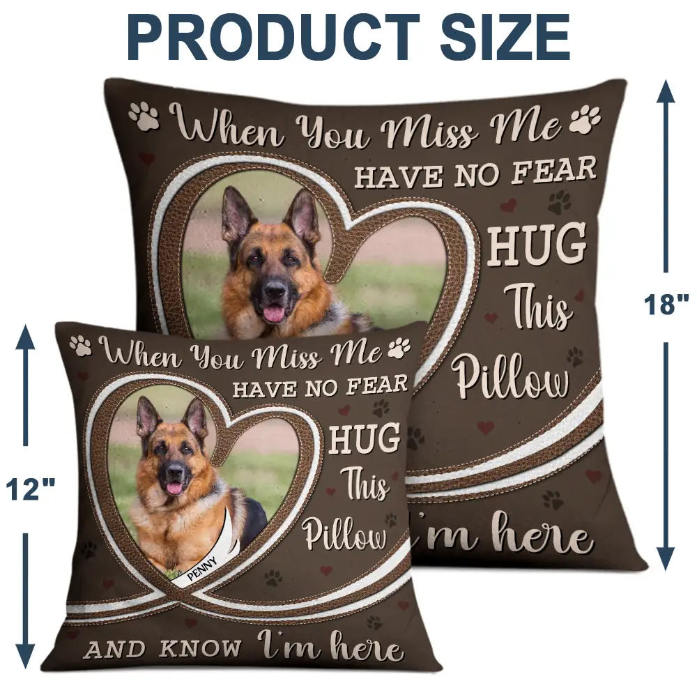 Christmas,Memorial,Sad,Custom Photo,Pet Lovers,Dog Lovers,Cat Lovers - Custom Photo Hug This Pillow And Know I'm Here Memorial - Personalized Pillow