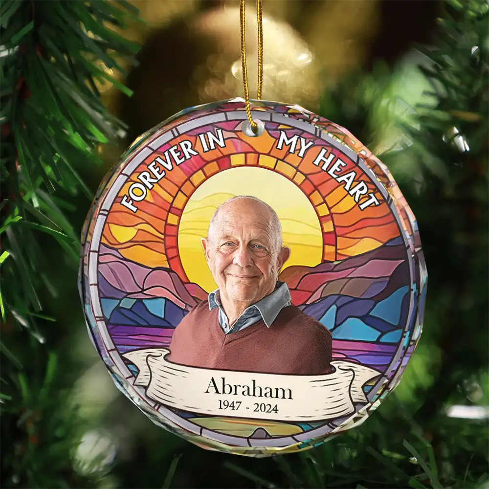 Pet Lovers, Dog Lovers, Cat Lovers - Custom Photo I'm Always With You Memorial - Personalized Circle Glass Ornament