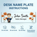 Birth Month Flower Man Woman Office - Personalized Desk Name Plate