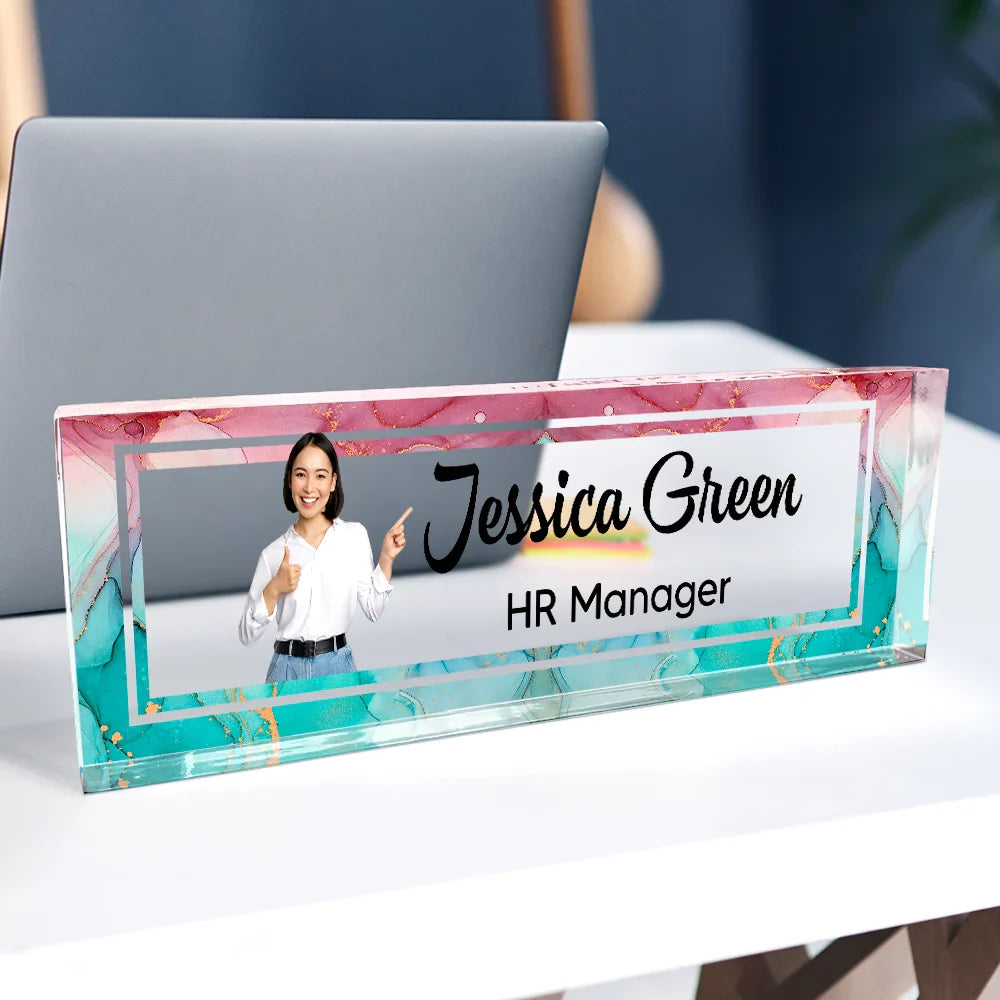 Gift For Bestie, Gift For Sisters, Gifts For Colleagues - Custom Photo Chief Fun Officer - Personalized Desk Name Plate
