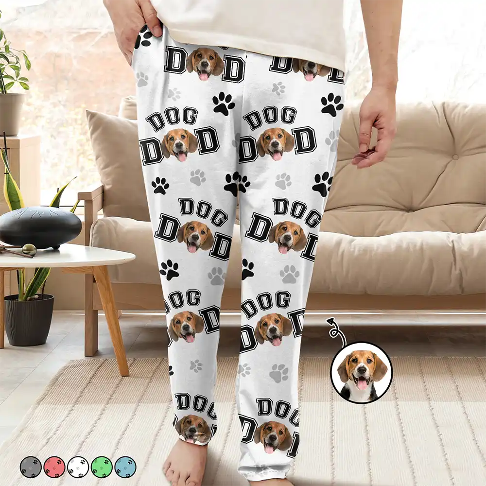 Pet Lovers,Dog Lovers,Cat Lovers,Pet Mom,Pet Dad - Custom Photo Pet Mom Dad Pawprints Pattern - Personalized Pajama Pants