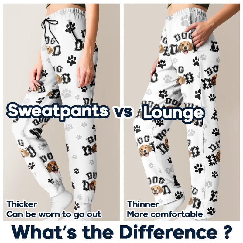 Pet Lovers,Dog Lovers,Cat Lovers,Pet Mom,Pet Dad - Custom Photo Pet Mom Dad Pawprints Pattern - Personalized Pajama Pants