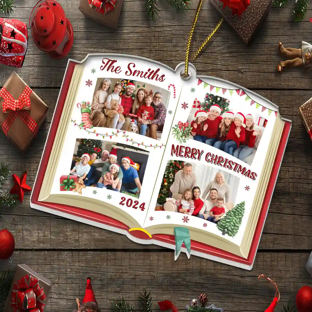 Christmas,Custom Photo,Happy,Family,Parents,Gift For Grandparents - Custom Photo Christmas Family Memories - Personalized Custom Shaped Acrylic Ornament