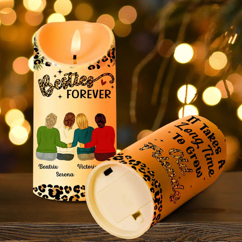 Happy,Gift For Bestie,Gift For Sisters - It Takes A Long Time To Grow An Old Friends - Personalized Flameless LED Candle