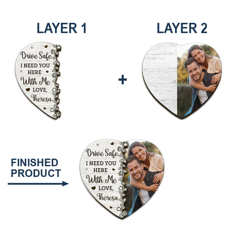 Gift For Couples, Gift For Husband, Gift For Wife, Gift For Boyfriend, Gift For Girlfriend - Custom Photo I Need You Here With Me - Personalized Custom Shaped Car Visor Clip