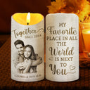 Gift For Couples, Gift For Husband, Gift For Wife, Gift For Girlfriend, Gift For Boyfriend - Custom Photo My Favorite Place In All The World - Personalized Flameless LED Candle