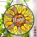 Happy,Gift For Grandma,Gift For Mother,Gift For Women,Gift For Wife - Nana Auntie Mom Family Sunflower - Personalized Stained Glass Window Hanging Suncatcher