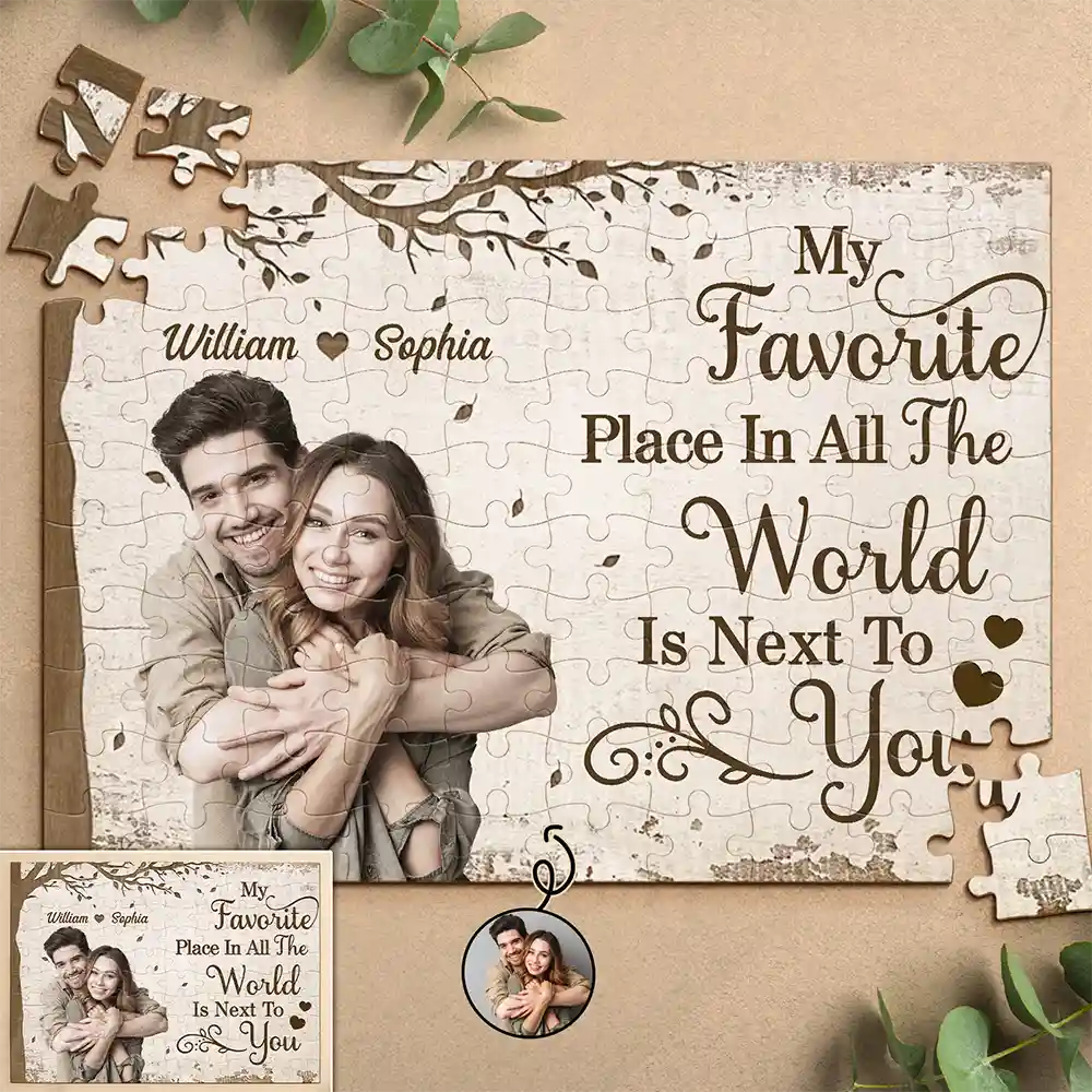 Gift For Couples, Gift For Husband, Gift For Wife, Gift For Boyfriend, Gift For Girlfriend - Custom Photo My Favorite Place In All The World - Personalized Jigsaw Puzzle