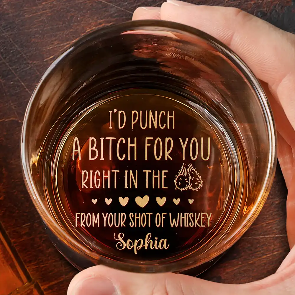 Gift For Husband, Gift For Boyfriend -Text Pattern Right In The Throat Couple - Personalized Engraved Whiskey Glass
