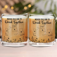 Gift For Bestie,Happy,Gift For Sisters,Family - Never Too Far To Have Coffee Together Besties - Personalized Glass Mug