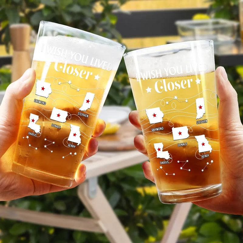 Family, Gift For Brothers, Gift For Bestie, Gift For Sisters, Gift For Sibling - Long Distance Family Bestie Never Too Far To Drink Together - Personalized Beer Glass
