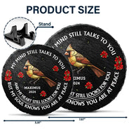 Memorial, Family, Gift For Yourself - Memorial My Mind Still Talks To You - Personalized Circle Memorial Garden Stone
